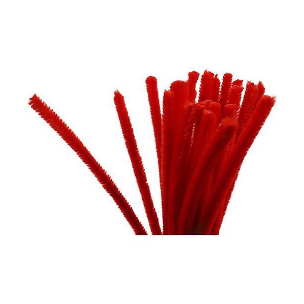 Piberensere - Chenille, L: 30 cm, tykkelse 9 mm, rd, 25 stk. - 51603