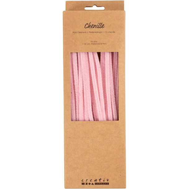 Chenille - 30 cm - Rosa - 50 stk