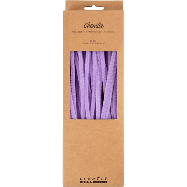 Chenille - 30 cm - Lilla - 50 stk