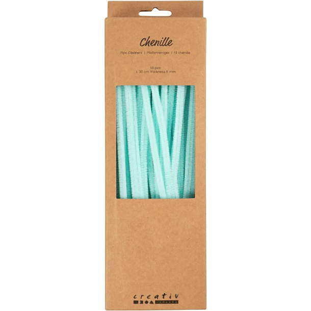 Chenille - 30 cm - Lys Turkis - 50 stk