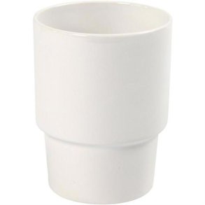 Krus, H: 11 cm, diam. 8,5 cm, Hvid - 55607