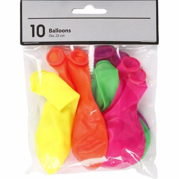 Balloner - Neonfarver - 10 stk