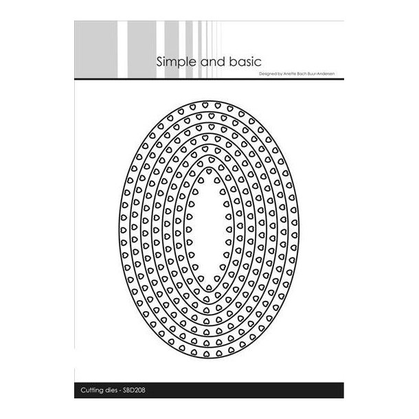 Simple and Basic - Die - Heart Framed - Oval / Oval m. Hjerter - SBD208