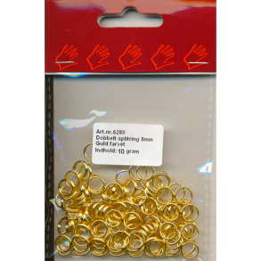 Splitring dobbel - 8mm x 0,7mm - Guld