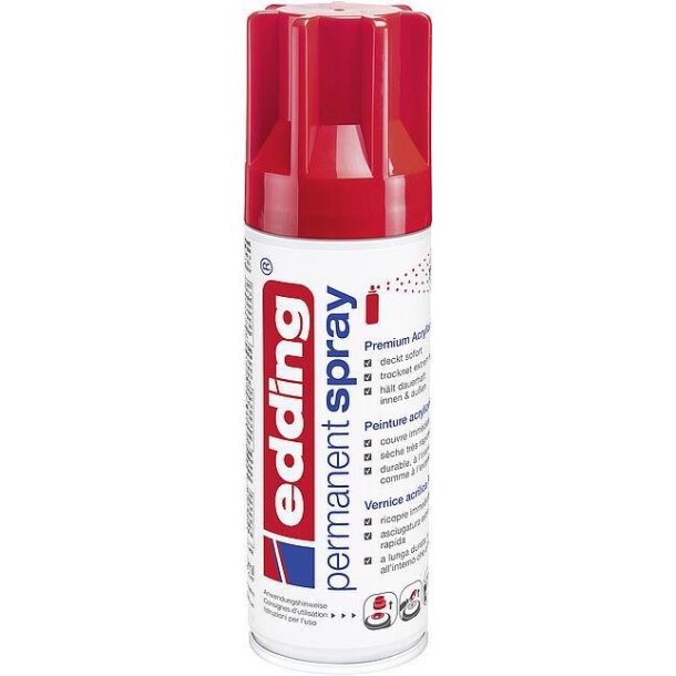 Edding Permanent Spray Maling - Traffic Red - Glans - 200 ml. - RAL 3020