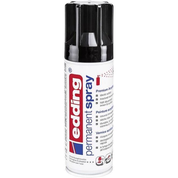 Edding Permanent Spray Maling - Black - Glans - 200 ml.- 6408