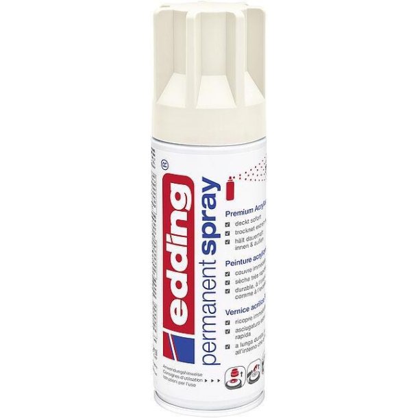 Edding Permanent Spray Maling - Cream White - Mat - 200 ml. - RAL 9001