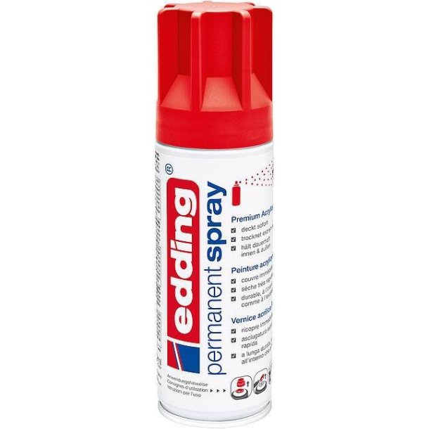 Edding Permanent Spray Maling - Traffic Red - Mat - 200 ml. - RAL3020