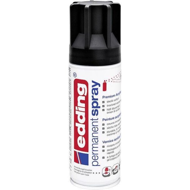 Edding Permanent Spray Maling - Black - Mat - 200 ml. - RAL9005