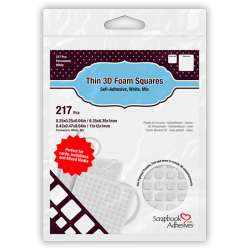 Scrapbook Adhesives - 3D Foam Squares / 3D Klbepuder - 217 Stk. - Tynd Hvid Mix