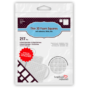 Scrapbook Adhesives - 3D Foam Squares / 3D Klbepuder - 217 Stk. - Tynd Hvid Mix