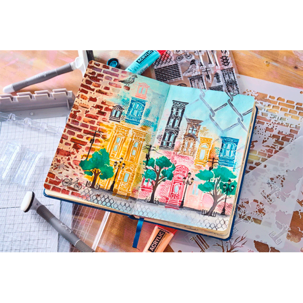 Sizzix - Stempler og Stencil st - City Life af Vic Hollins / Byliv