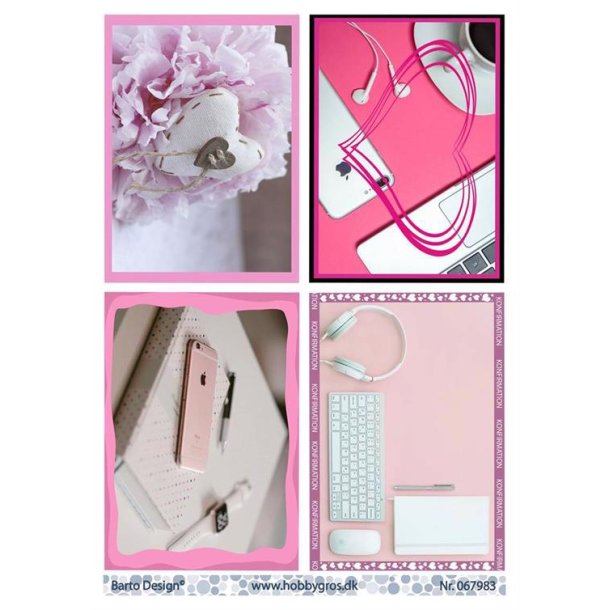 Barto Design - 3D ark - Mobil & tastatur i rosa farver - 067983