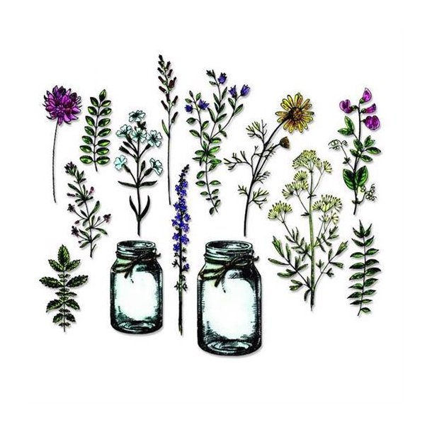 Sizzix / Tim Holtz die, Flower Jar - Blomster & Syltetøjs glas