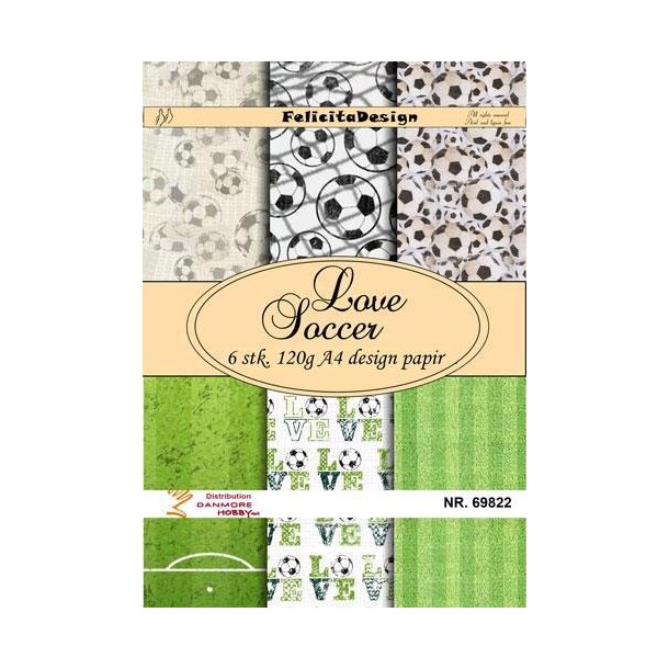 Felicita Design - Design Papir - Love Soccer - A4 - 69822