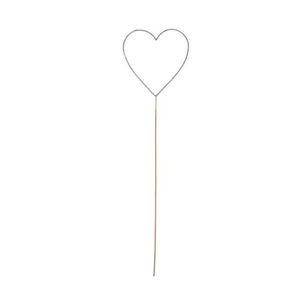 Picks Heart Glitter Silver / Dekorations Hjerte - 700095