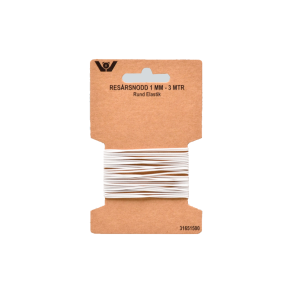 Falk Group - Elastik - Rund - 1 mm - 3 m - Hvid