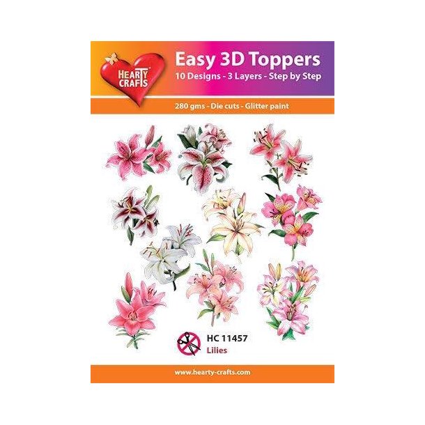 Hearty Crafts - Easy 3D Toppers - Udstansede motiver m. Lilies - HC11457