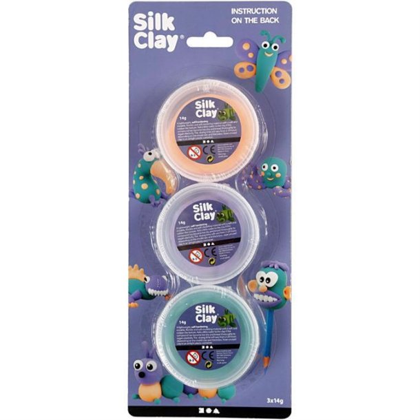 Silk Clay kit - grn, lilla & neon orange - 78147