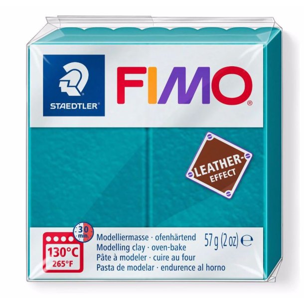 Fimo - Leather Effect - Modellermasse - 369 Lagoon - Petroleumsbl