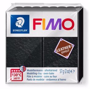 Fimo - Leather Effect - Modellermasse - 909 Black / Sort