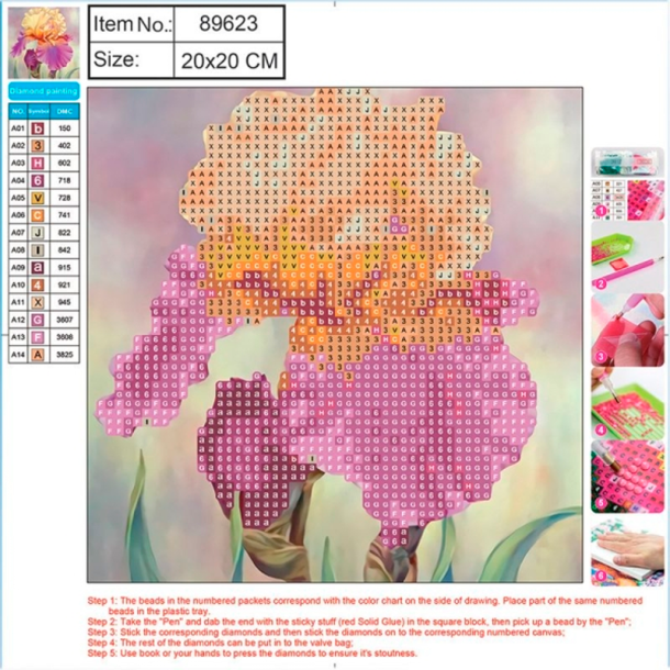 Diamond Painting - 20x20cm - Blomstermotiv