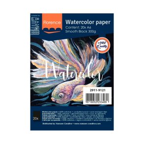 Florence - Akvarelpapir A6 - Sort - 300g - 20 ark