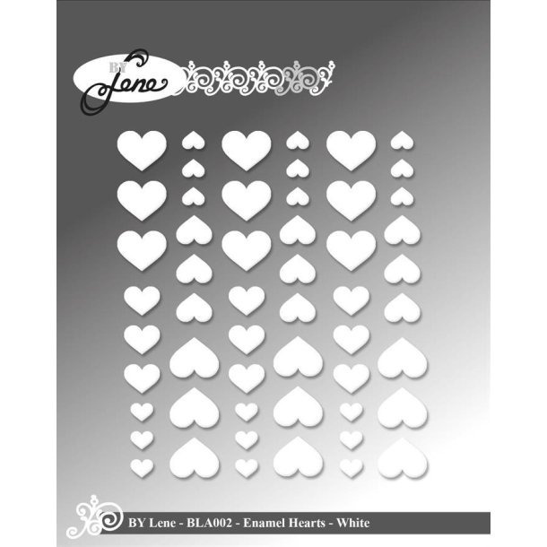 By Lene - Enamel Dots - Hjerter - Hvid