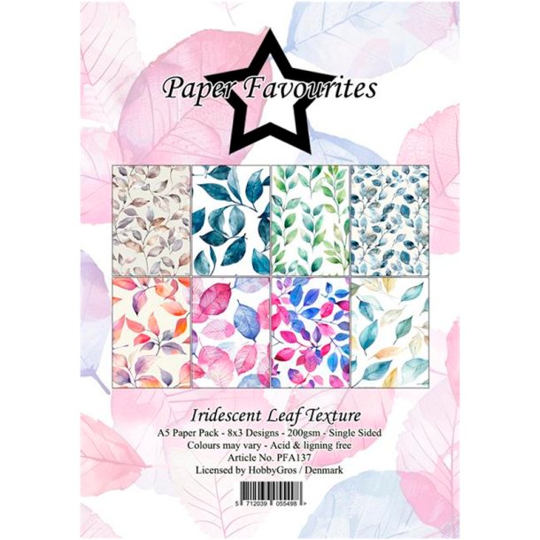 Paper Favourites - Blok A5 - Iridescent Leaf Texture / Blade