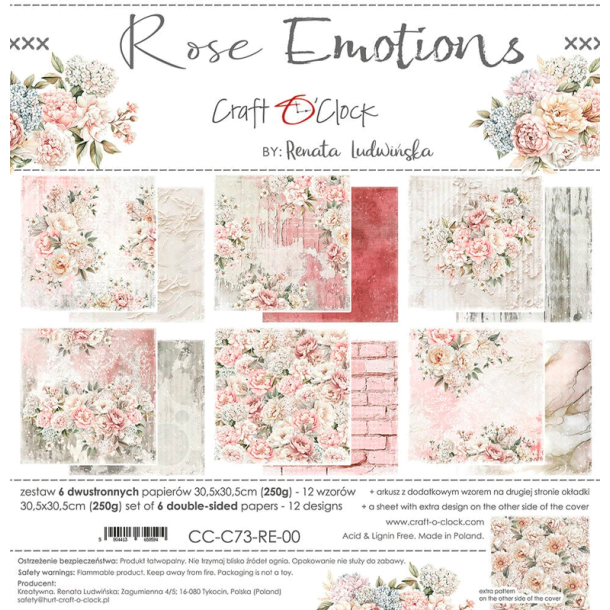 Craft O' Clock - Blok 12" - Rose Emotions / Rose Flelser