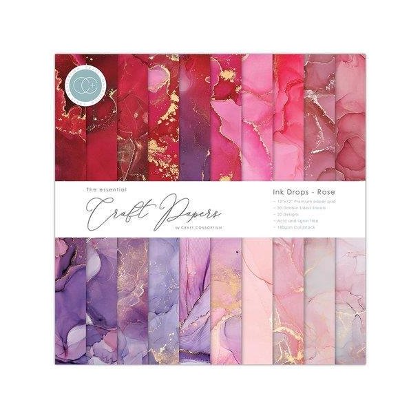 Craft Consortium - Blok 12" - Ink Drops - Rose