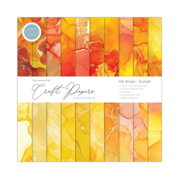 Craft Consortium - Blok 12" - Ink Drops - Sunset
