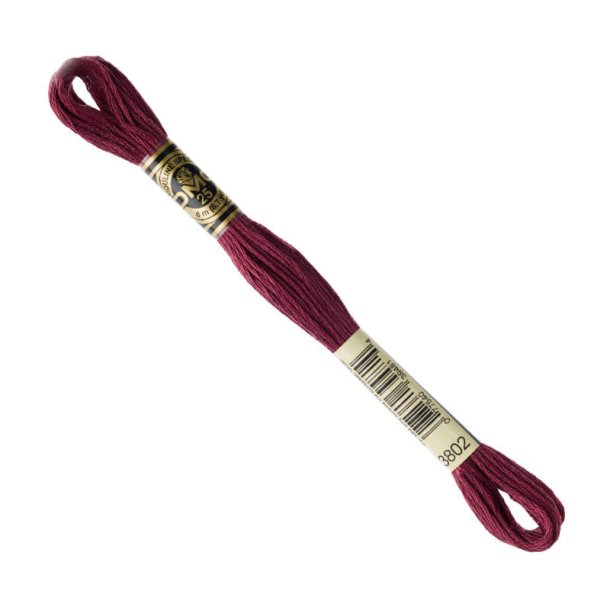 DMC Broderigarn - Nr 3802- Bordeaux rd - 8 m.