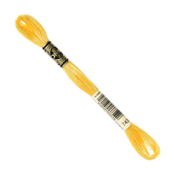 DMC Broderigarn - Nr 743 - Varm Gul - 8 m.