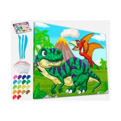 Clay Painting p Lrred - 30x40cm - Dinosaurer