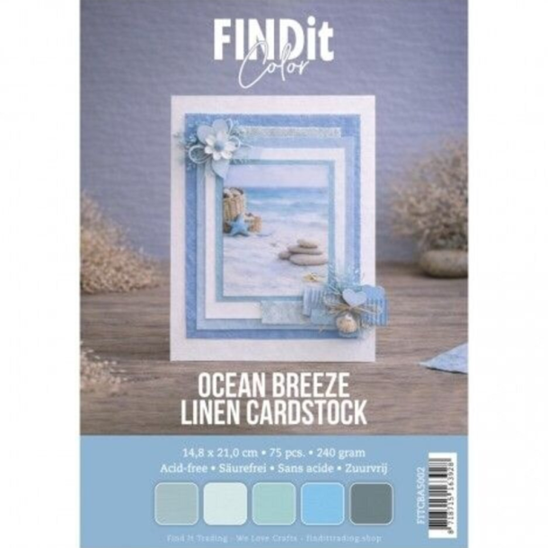 Find it - Linnen - Blok A5 - Ocean Breeze / Havbrise - 75 ark
