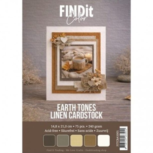 Find it - Linnen - Blok A5 - Earth Tones / Jordtoner - 75 ark