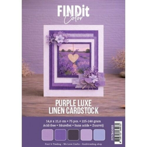 Find it - Linnen - Blok A5 - Purple Luxe / Lilla luksus - 75 ark