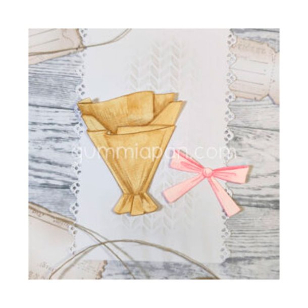 Gummiapan - Die - Blomsterpapir med Sl�jfe