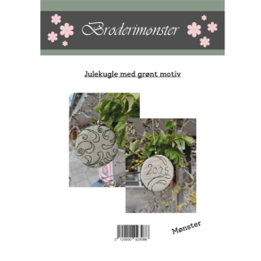 Gavlhusets Design - Broderimnster - Julekugle med grnt motiv og rstal