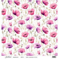 Gavlhusets Design - Papir - Valmuer  lyserd og lilla