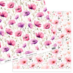 Gavlhusets Design - Papir - Valmuer  lyserd og lilla