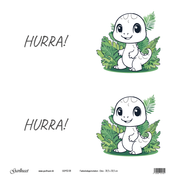 Gavlhusets Design - Papir - Fdselsdagsinvitation - Dino