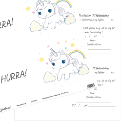 Gavlhusets Design - Papir - Fdselsdagsinvitation - Enhjrning