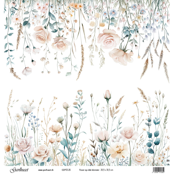 Gavlhusets Design - Papir - Roser og vilde blomster