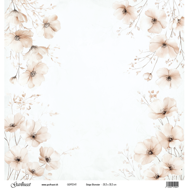 Gavlhusets Design - Papir - Beige Blomster