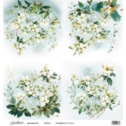 Gavlhusets Design - Papir - Hvid bleblomst