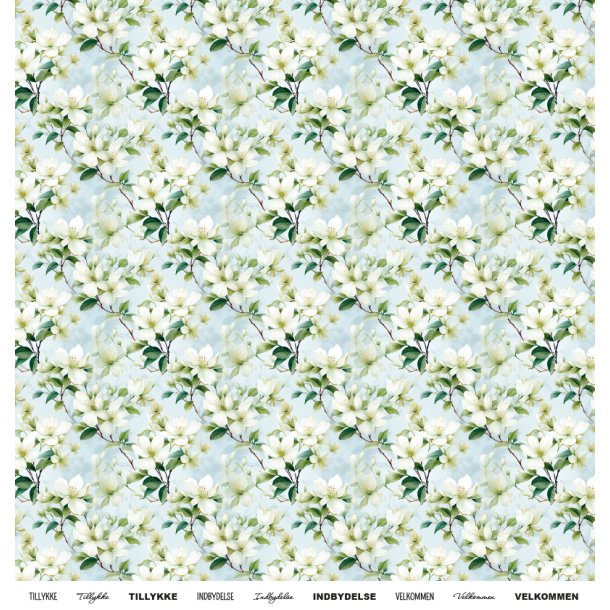 Gavlhusets Design - Papir - Hvid bleblomst