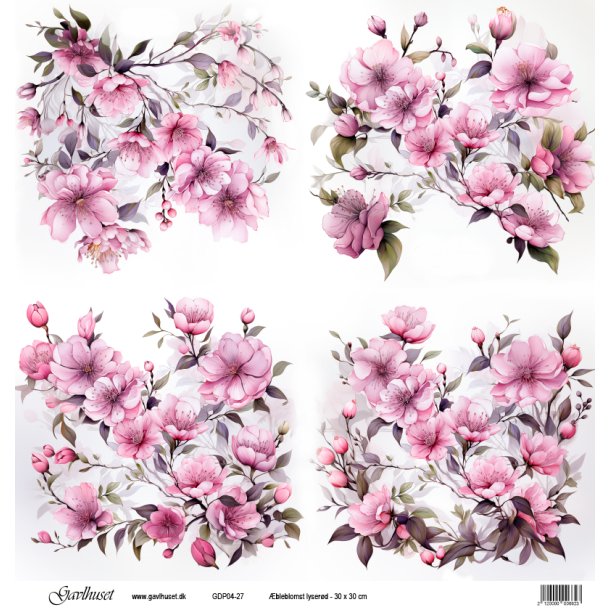 Gavlhusets Design - Papir - Lyserd bleblomst