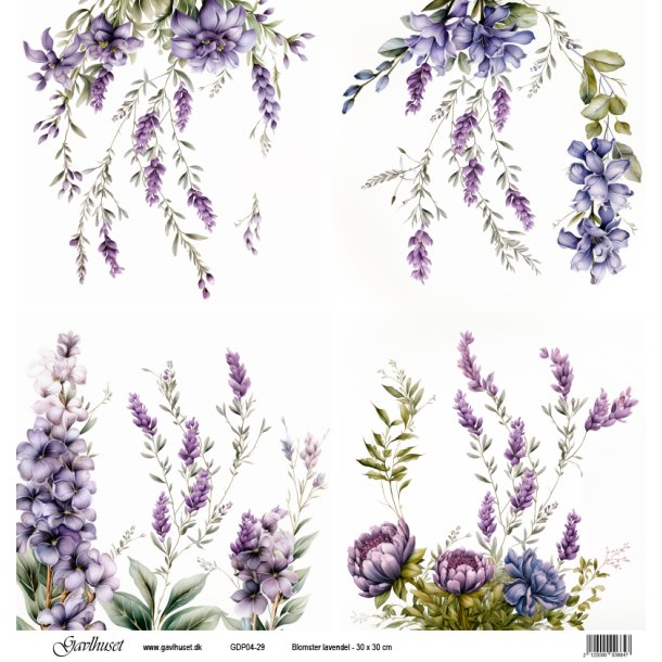 Gavlhusets Design - Papir - Blomster lavendel